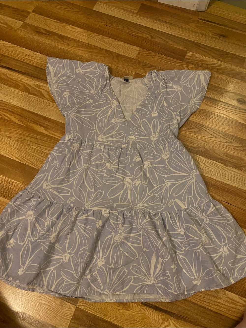 Blue Floral Tiered Dress